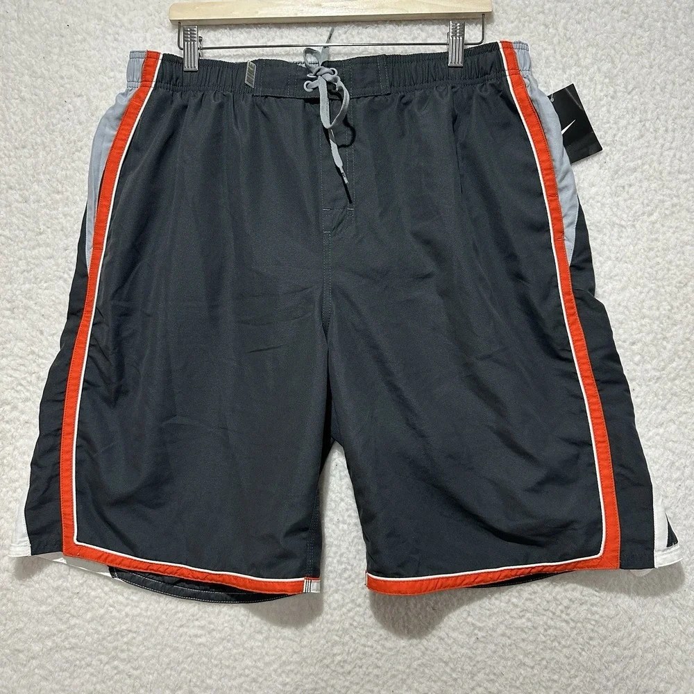 Nike‎ Men's Swim Trunks Shorts Orange Black Size 2XL NWT